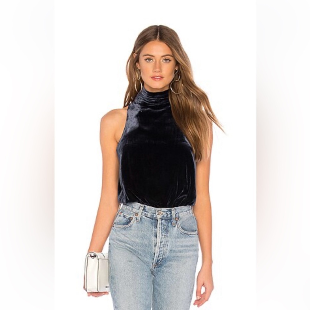 🖤 JOIE Velvet Ryona Bodysuit in Midnight Blue 🖤 Size S